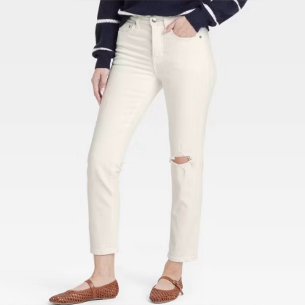 Universal‎ Thread Mid-Rise 80's Slim Fit Jeans White Womens size 4R NWT